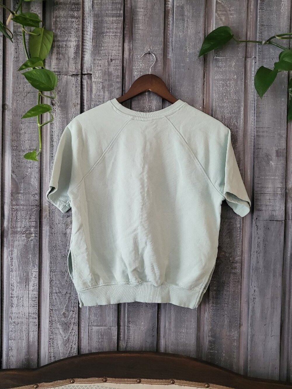 Short Sleeve Sweatshirt Green M Peace of Mind Studio - Picture 2 of 9